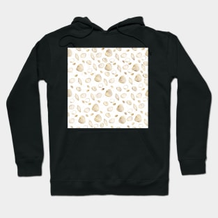 Stylish Gold White Seashells Pattern Hoodie